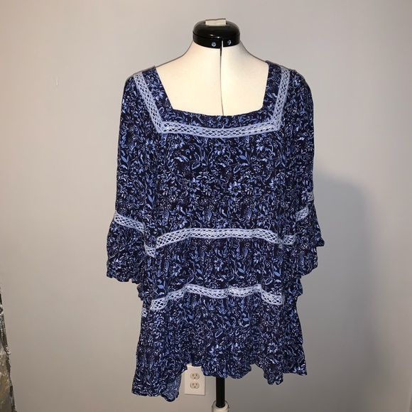 Free People Tops - Free People Talk About It tunic, blue, Sz XS